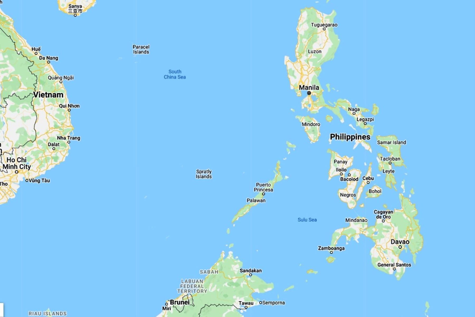 Mapa de Mindanao, en Filipinas. Imagen: Google Maps.