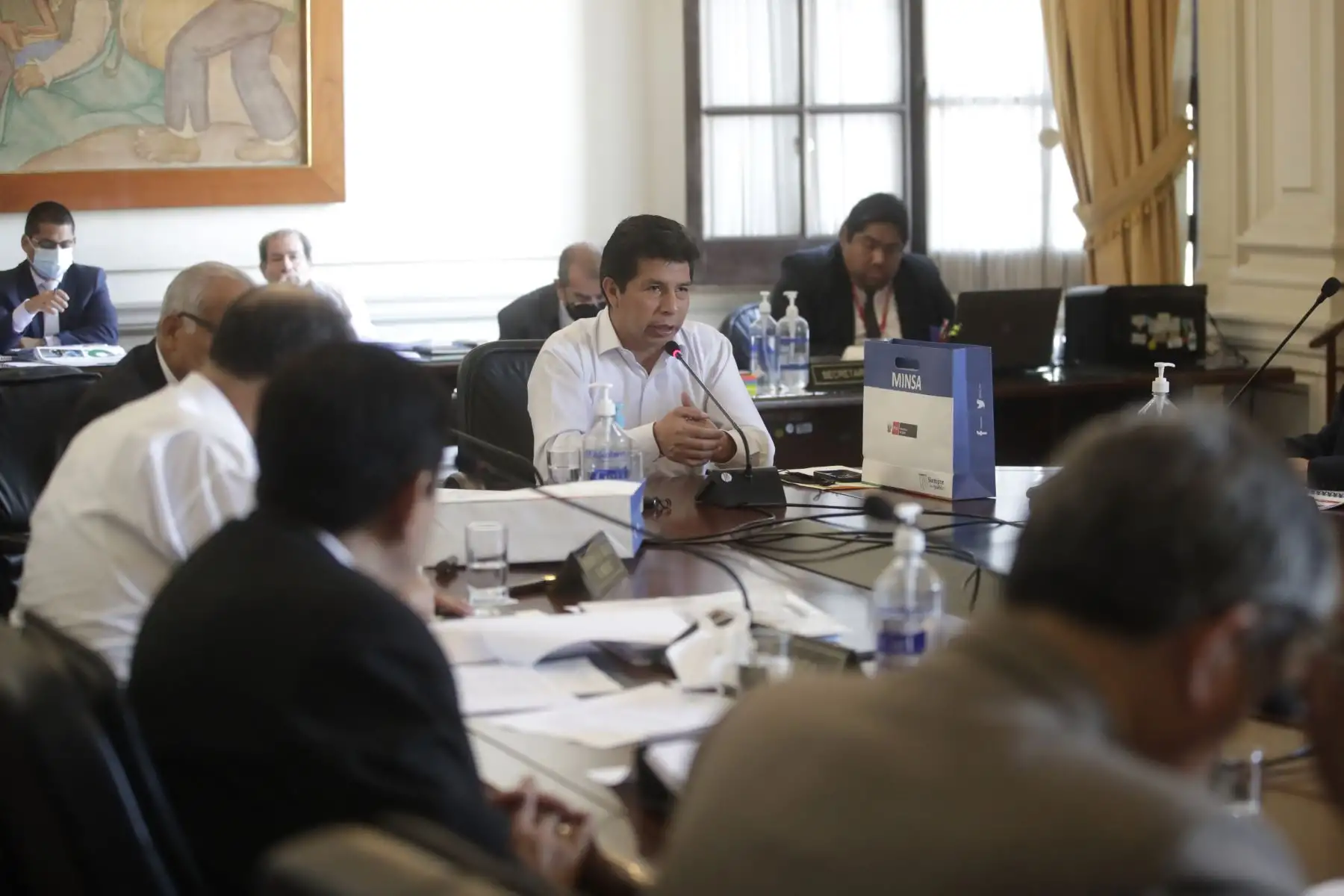 El presidente Pedro Castillo encabeza la sesión del Consejo de Ministros. Foto: ANDINA/ Prensa Presidencia