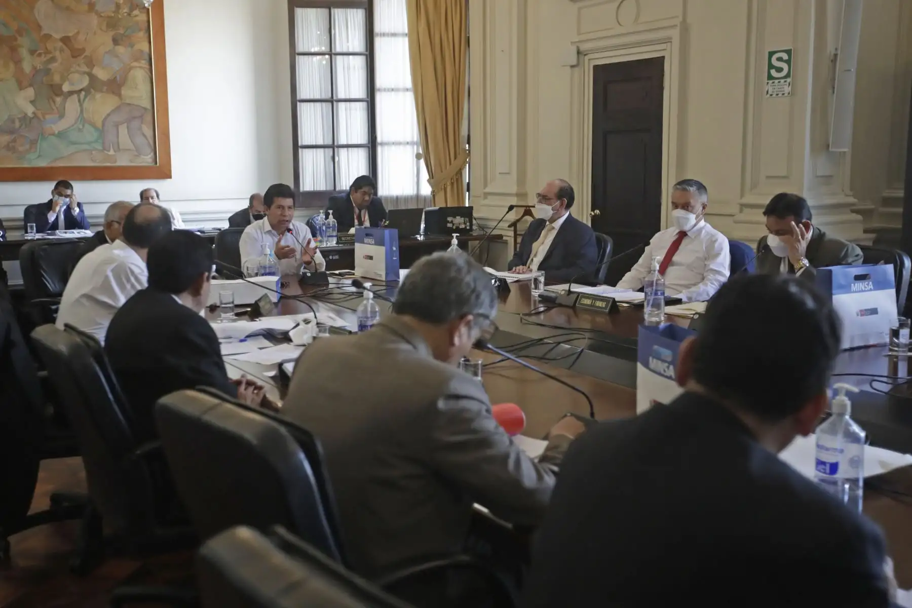 El presidente Pedro Castillo encabeza la sesión del Consejo de Ministros. Foto: ANDINA/ Prensa Presidencia