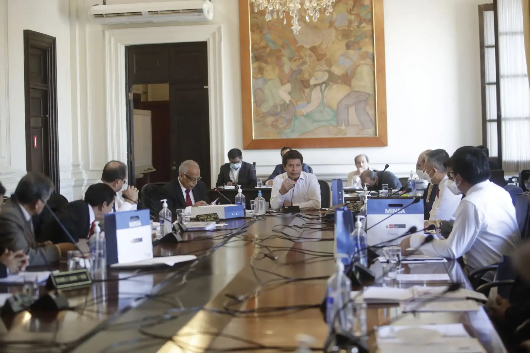 El presidente Pedro Castillo encabeza la sesión del Consejo de Ministros. Foto: ANDINA/ Prensa Presidencia