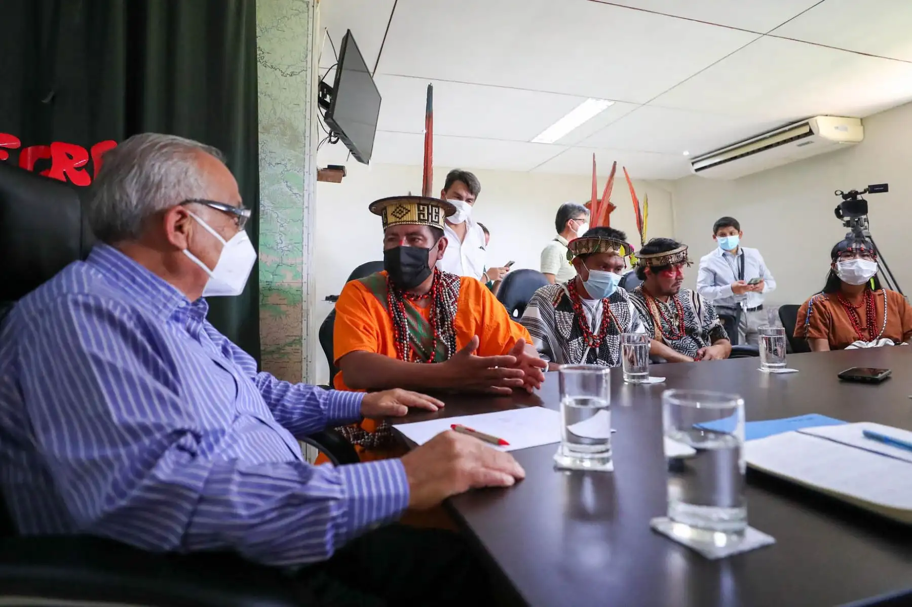 El jefe del Gabinete Ministerial lidera la instalación de la mesa técnica para el desarrollo del Valle de los Ríos Apurímac, Ene y Mantaro (Vraem) en Pangoa, en la región Junín. Foto: PCM