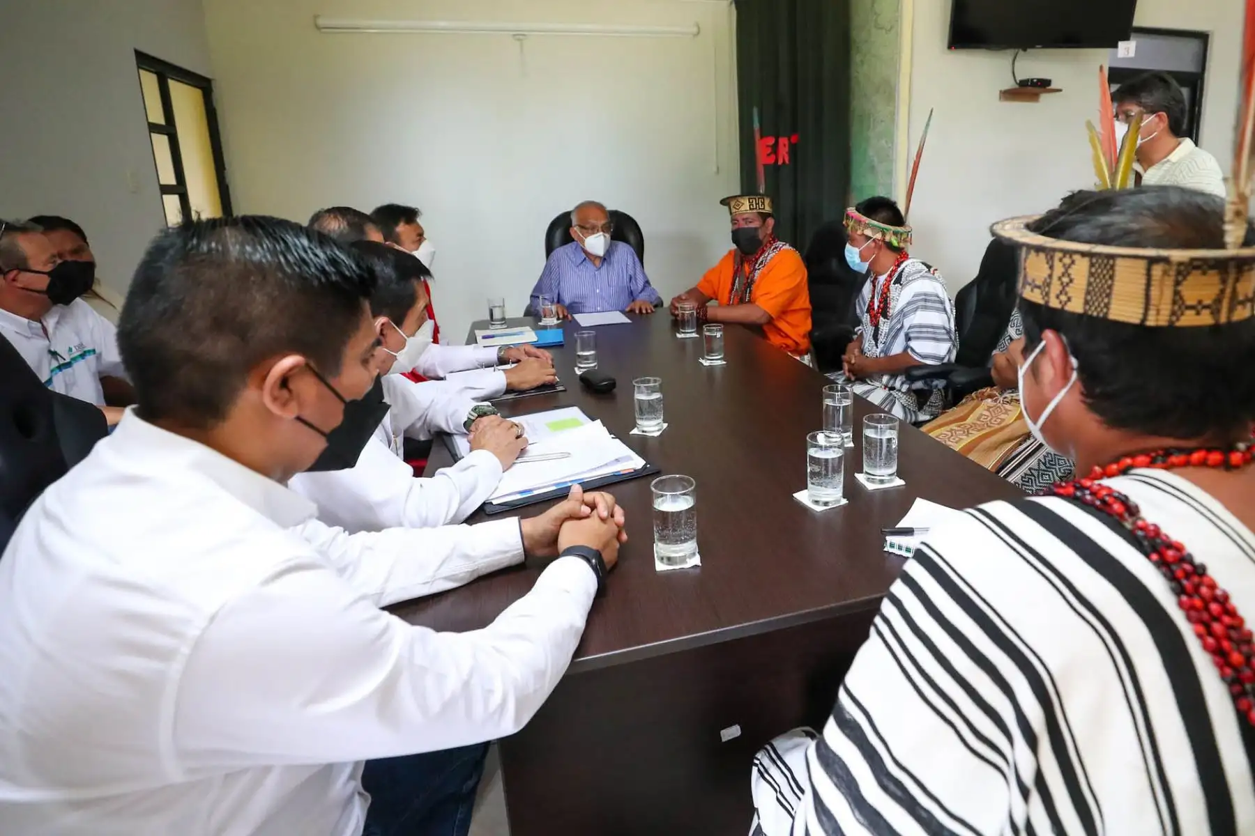 El jefe del Gabinete Ministerial lidera la instalación de la mesa técnica para el desarrollo del Valle de los Ríos Apurímac, Ene y Mantaro (Vraem) en Pangoa, en la región Junín. Foto: PCM