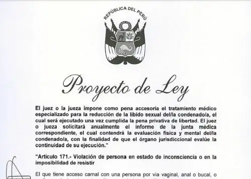Poder Ejecutivo envió al Congreso el proyecto de ley sobre la castración química para violadores.