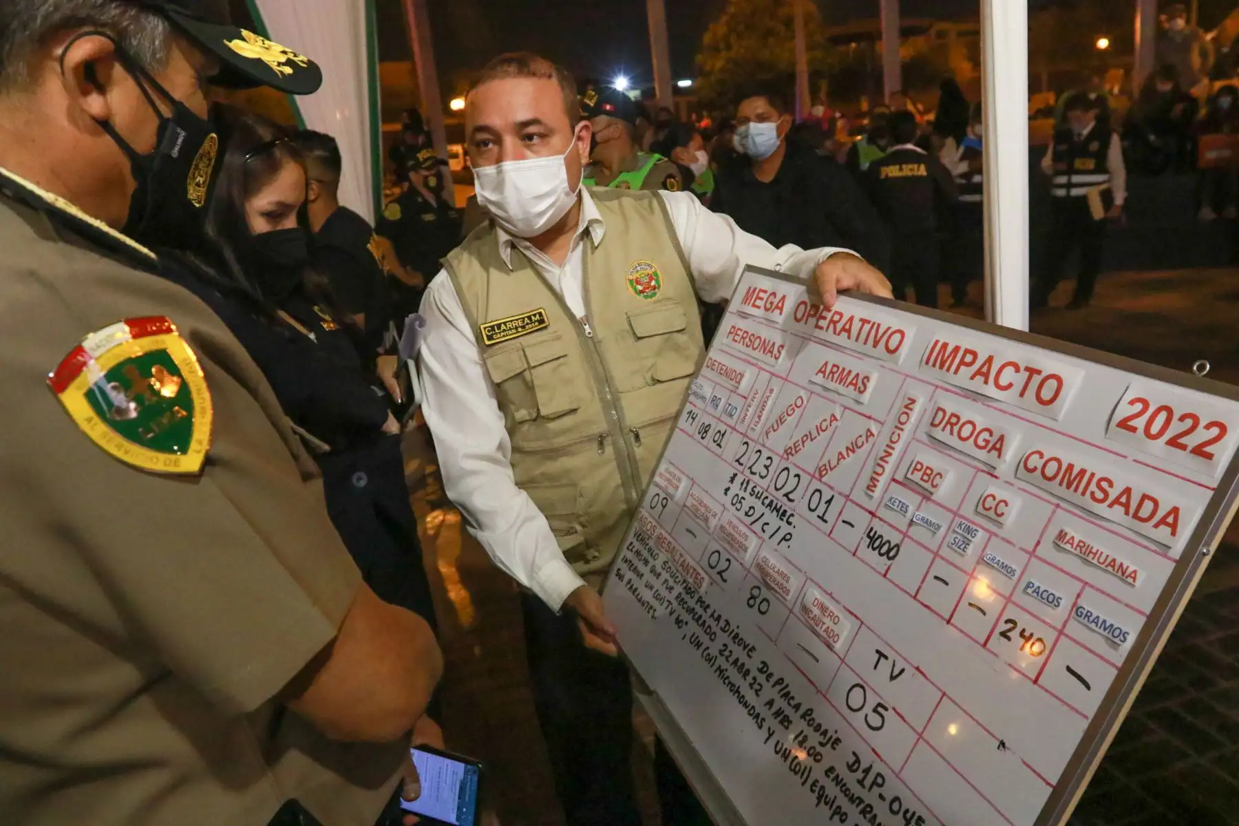 La Policía Nacional del Perú, a través de la Región Policial Lima presentó esta noche los resultados del megaoperativo realizado en toda la jurisdicción Este, en el marco del estado de emergencia decretado por el Estado. Se presentaron armas incautadas, sustancias ilícitas decomisadas, especies recuperadas y detenidos.
Foto: ANDINA/Héctor Vinces
