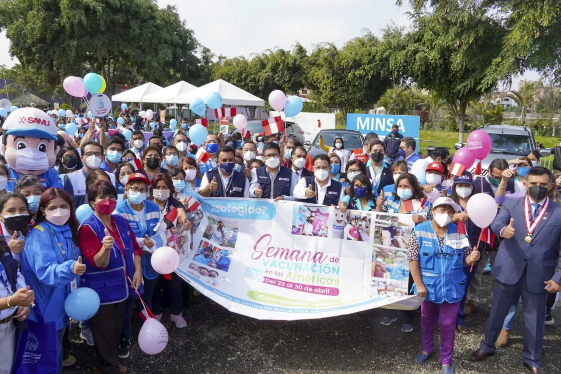 La ceremonia de lanzamiento se realizó en el Parque Zonal Mayta Cápac en SMP y contó con la participación del Ministro de Salud, Jorge López Peña, quien destacó la importancia de estar protegidos contra otro tipo de enfermedades. Foto: Difusión