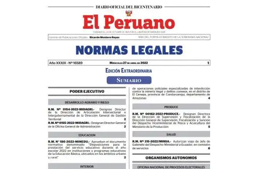 Edición extraordinaria de Normas Legales de El Peruano.