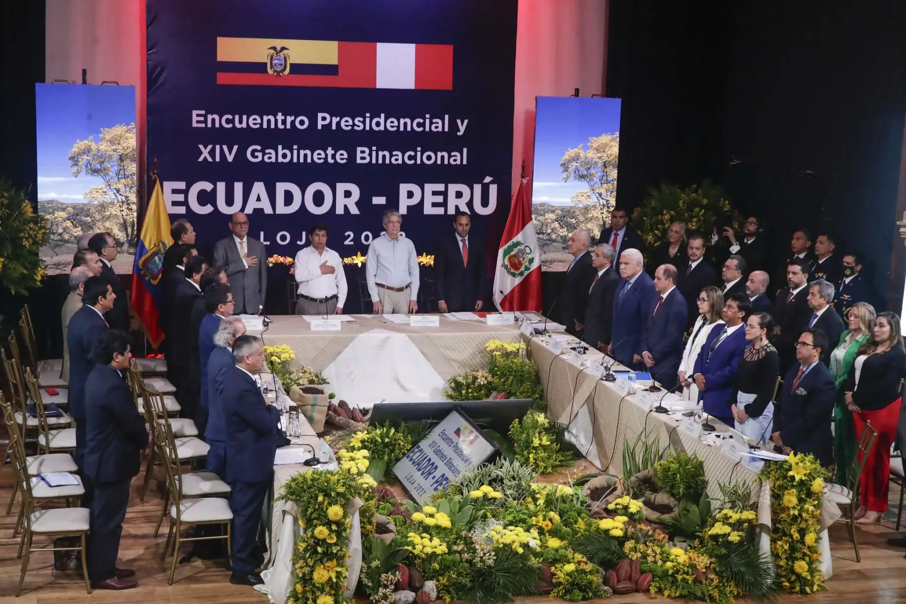 El presidente de la República, Pedro Castillo, participa en la ciudad ecuatoriana de Loja del Encuentro Presidencial y la XIV Reunión del Gabinete Binacional Perú - Ecuador. Foto: ANDINA/ Prensa Presidencia