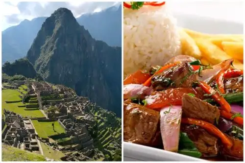 Machu Picchu y el lomo saltado, dos íconos del turismo en el Perú. ANDINA