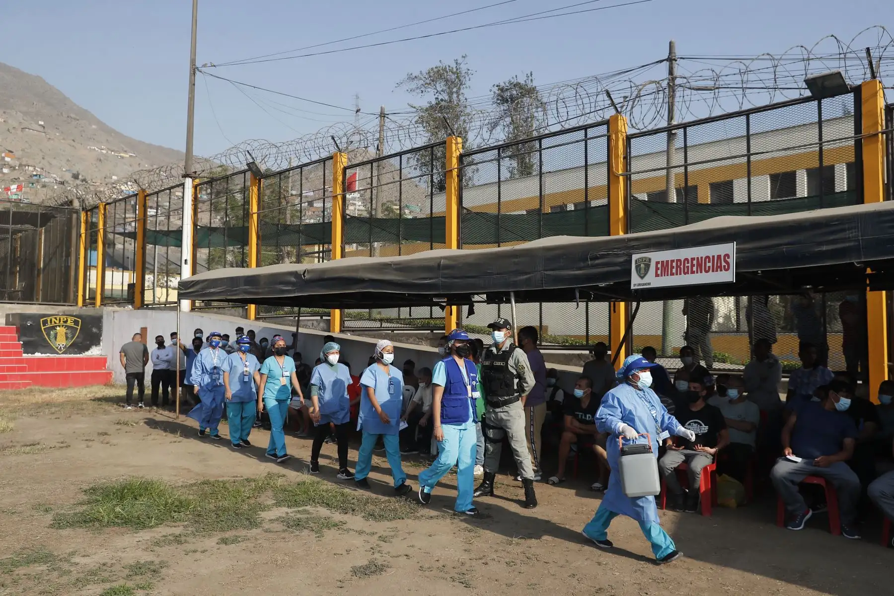 Jornada de vacunación contra el covid-19 en el Penal de Lurigancho con la finalidad de fortalecer la lucha contra la pandemia y facilitar el reinicio de visitas familiares. Foto: ANDINA/Renato Pajuelo