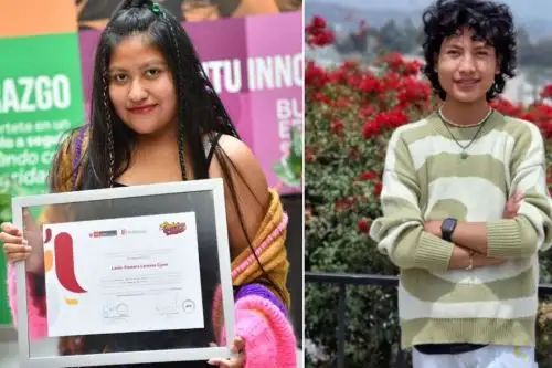 Reconocido emprendedor José Adolfo Quisocala y diseñadora textil Leslie Larenas fueron reconocidos por el Indecopi.