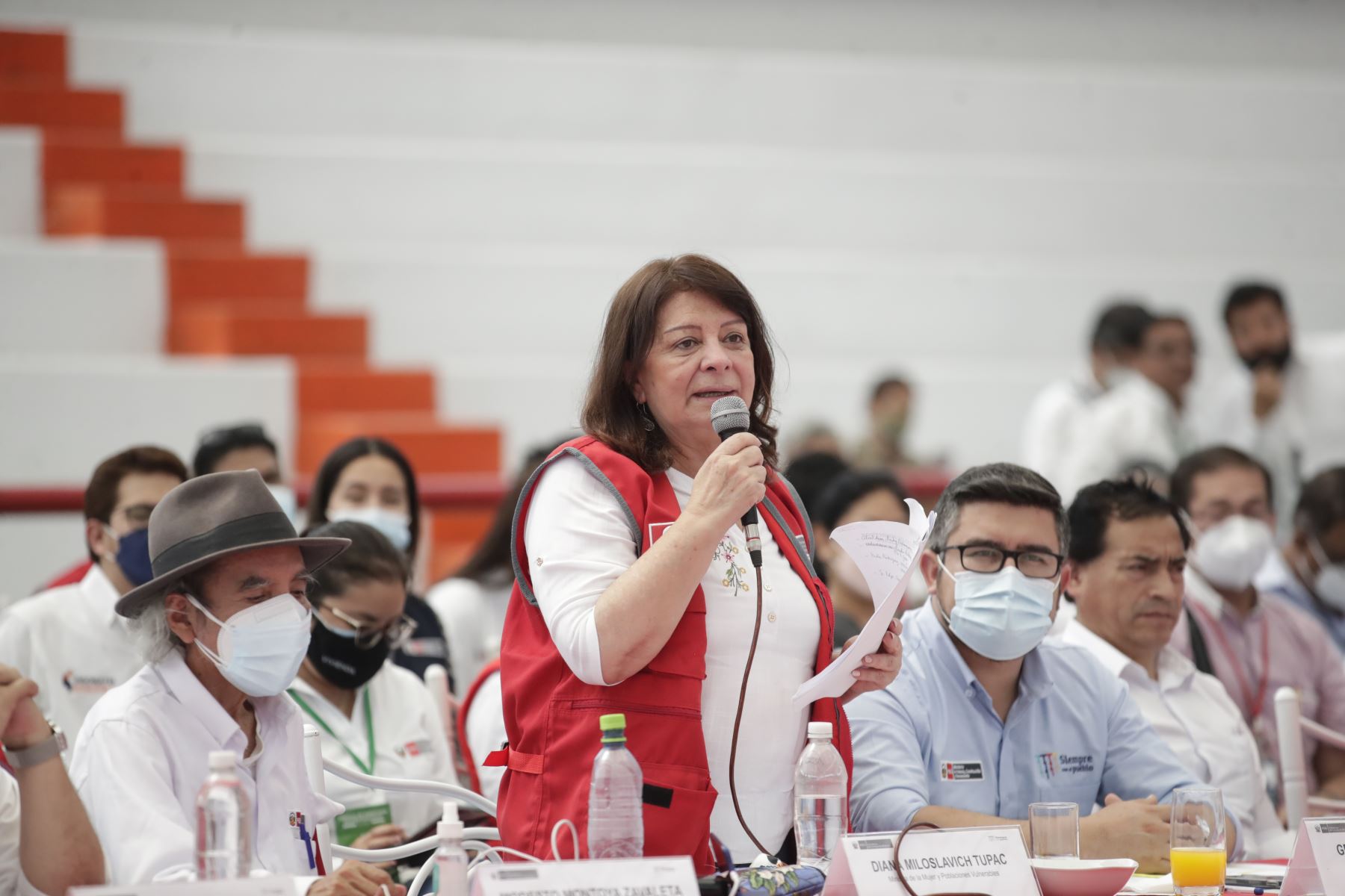 La ministra de la Mujer y Poblaciones Vulnerables, Diana Miloslavich, participó del X Consejo de Ministros Descentralizado en Tumbes, región del norte del país.
Foto: ANDINA/ Presidencia Perú