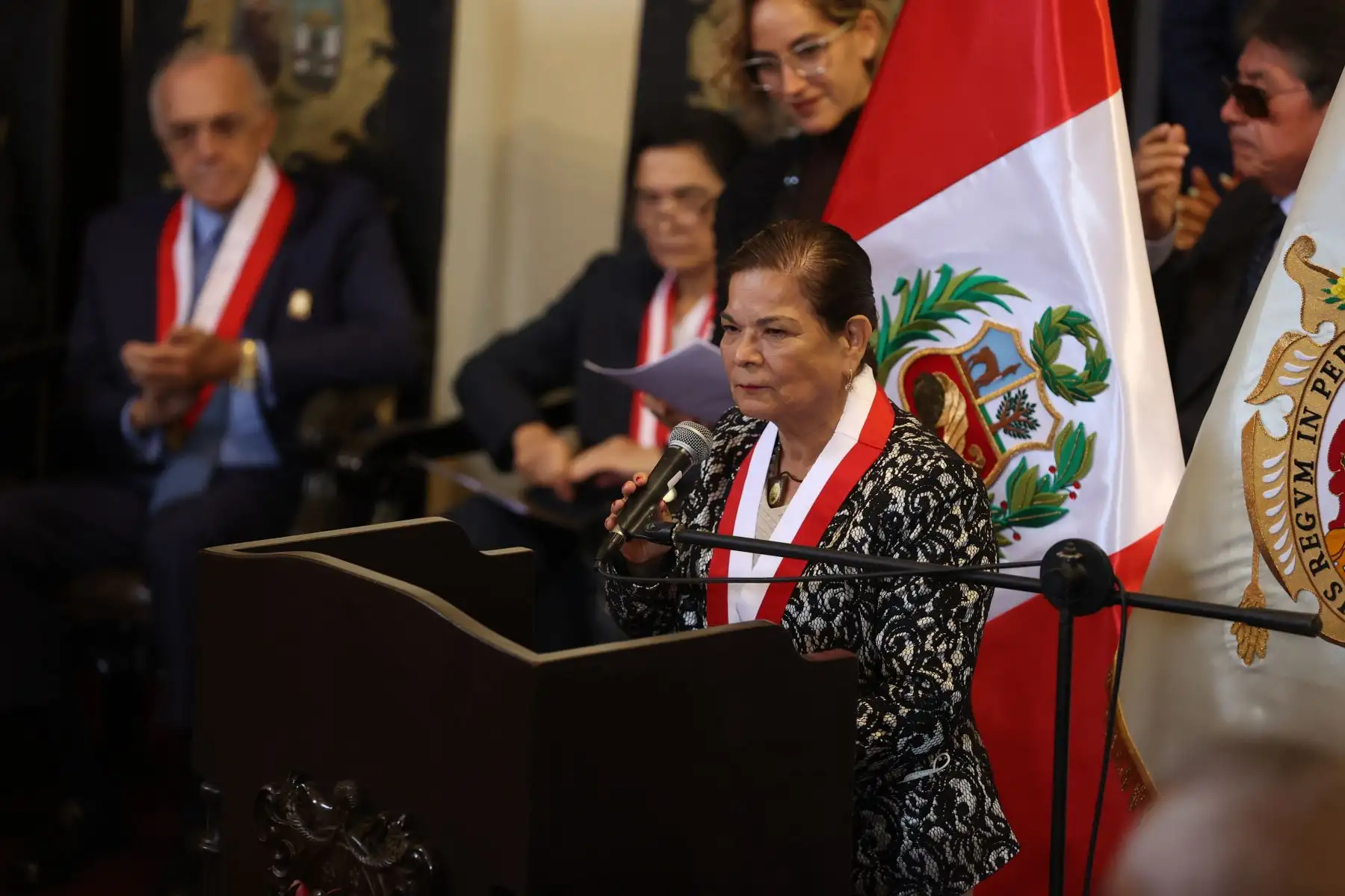 Como parte de los actos conmemorativos por el 471 aniversario de la UNMSM, hoy se llevó a cabo la sesión solemne en el Salón General del Centro Cultural de San Marcos.
 Foto: ANDINA/Melina Mejía