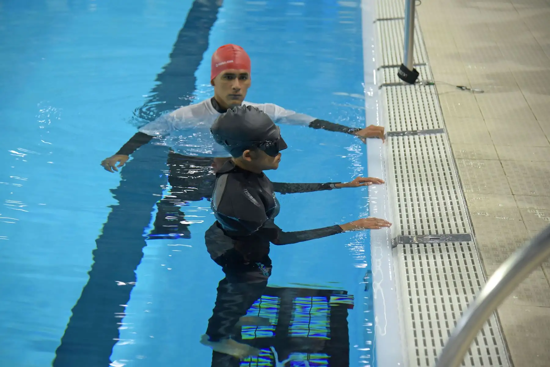 Campeonato Nacional de Apnea Deportiva Indoor 2022 en el Centro Acuático de la Videna. En esta ocasión se compitió en la modalidad estática, que consiste en sostener la respiración bajo el agua el mayor tiempo posible.
Foto: LEGADO