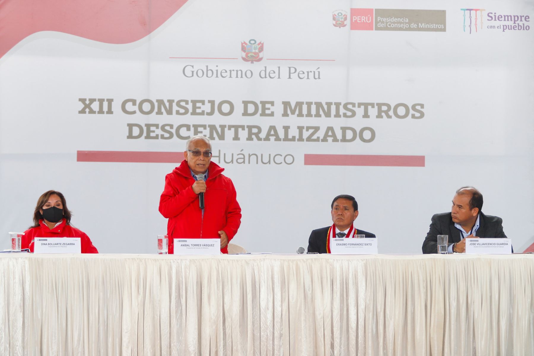 El jefe del Gabinete Ministerial, Aníbal Torres, participa en el XII Consejo de Ministros Descentralizado en la región Huánuco. Foto: ANDINA/PCM.