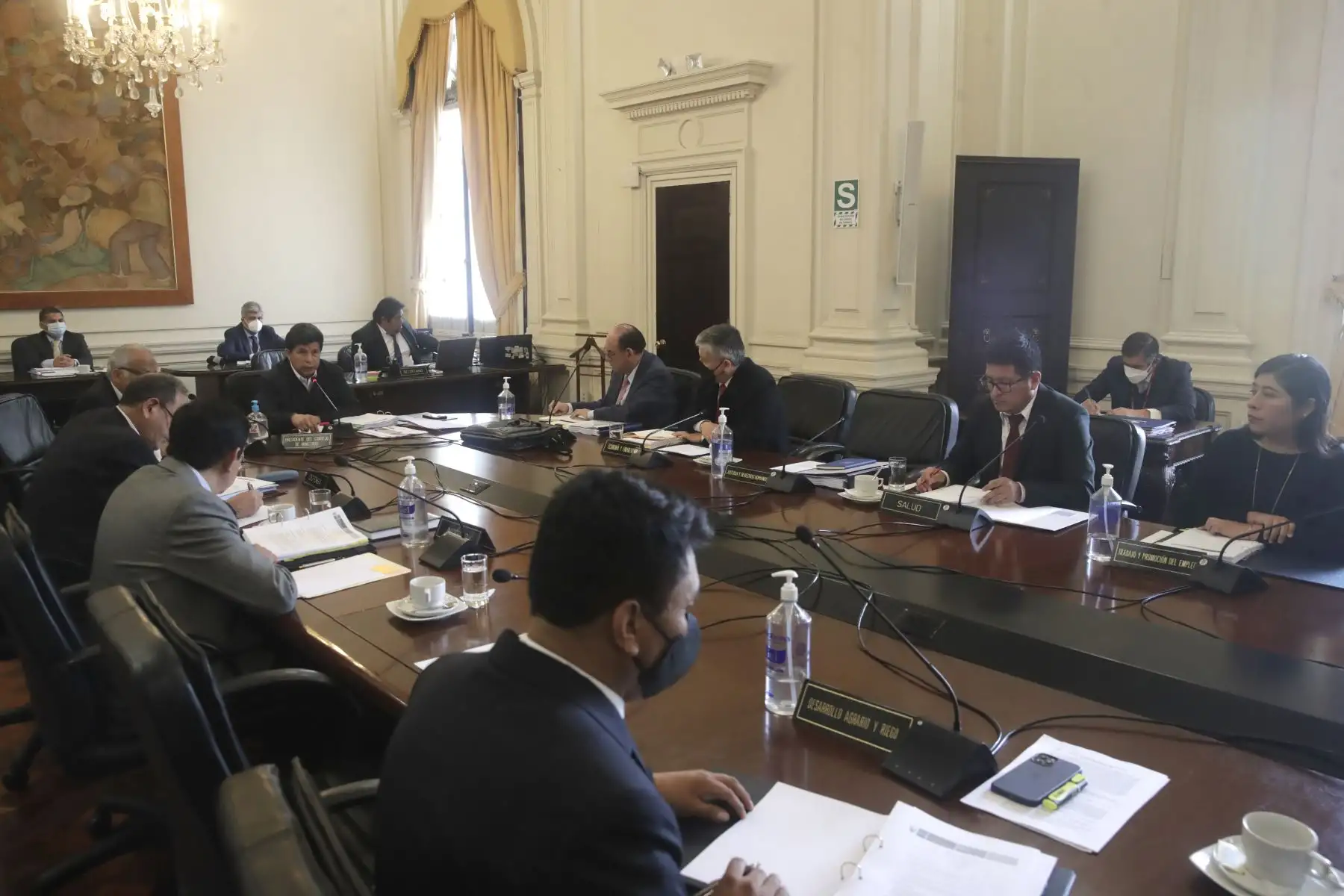 El presidente de la República, Pedro Castillo Terrones, lidera la sesión del Consejo de Ministros. Foto: ANDINA/Prensa Presidencia