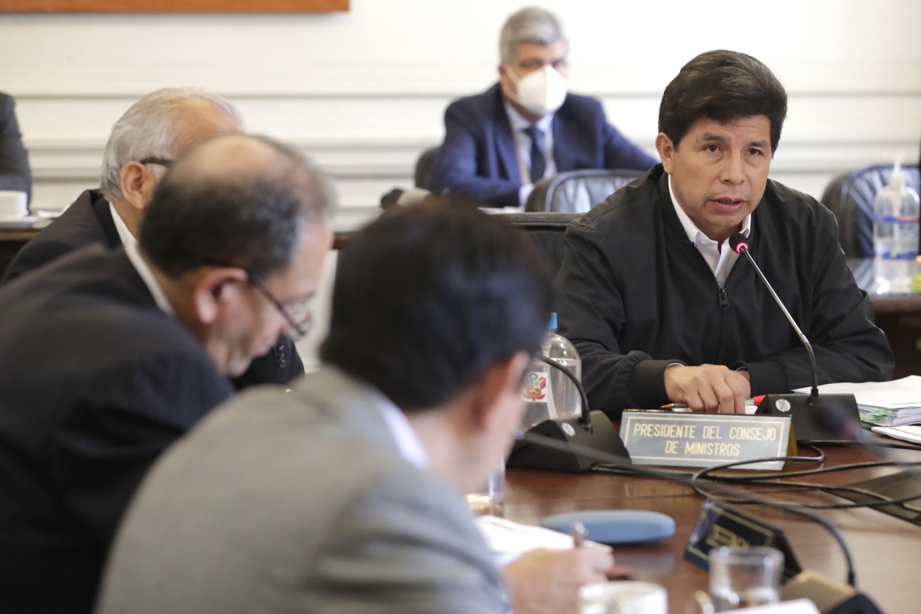 El presidente de la República, Pedro Castillo Terrones, lidera la sesión del Consejo de Ministros. Foto: ANDINA/Prensa Presidencia