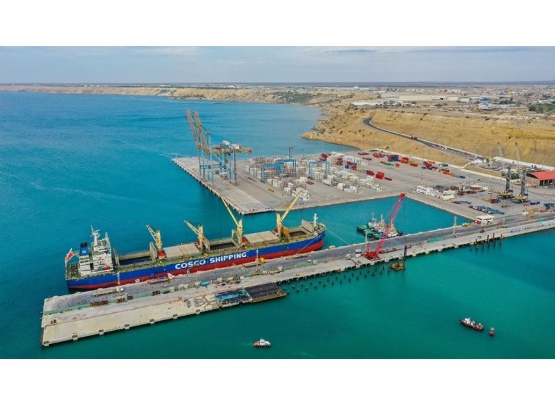 Obras en el muelle Espigón del puerto de Paita, región Piura, registran un avance del 63 %, destacó el MTC.