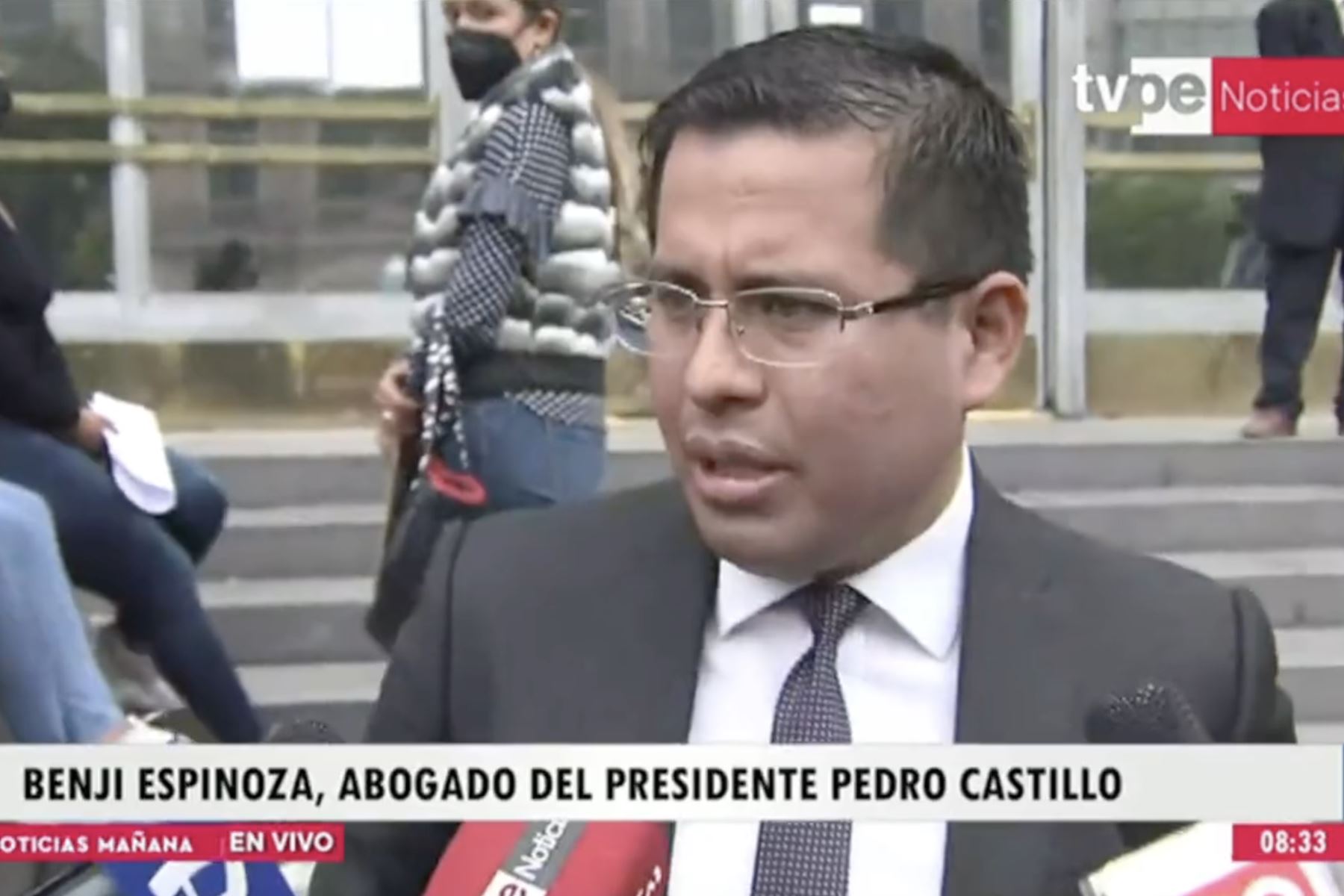 Benji Espinoza, abogado del presidente Pedro Castillo. Captura TV.