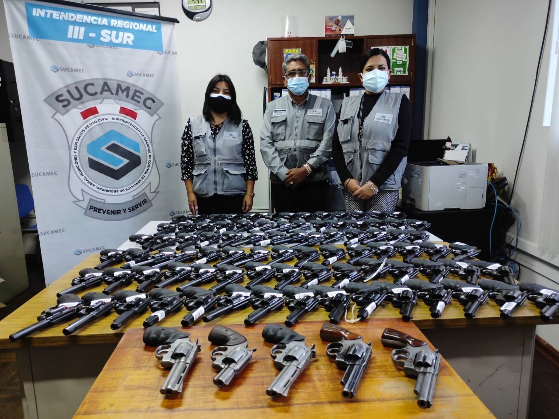 Sucamec incauta 91 revólveres a empresas de seguridad privada que operan en Arequipa.