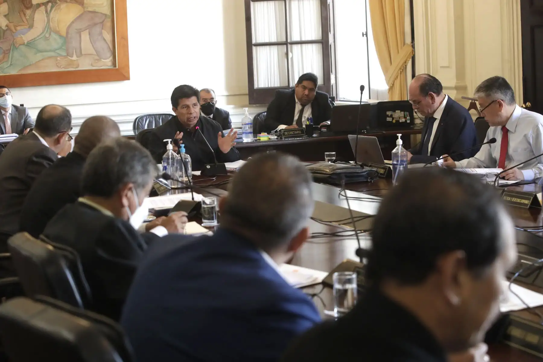 El presidente Pedro Castillo lidera una nueva sesión del Consejo de Ministros en la sede de Palacio de Gobierno. Foto: ANDINA/ Prensa Presidencia