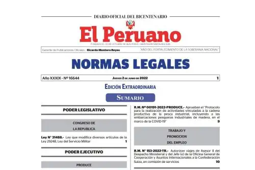 Edición extraordinaria del Diario Oficial El Peruano.