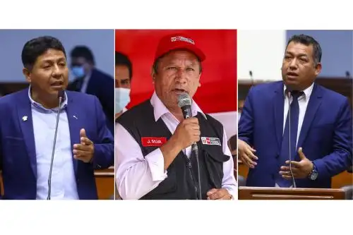 Congresista Raúl Doroteo, ex ministro Juan Silva y parlamentario Darwin Espinoza. ANDINA/Difusión