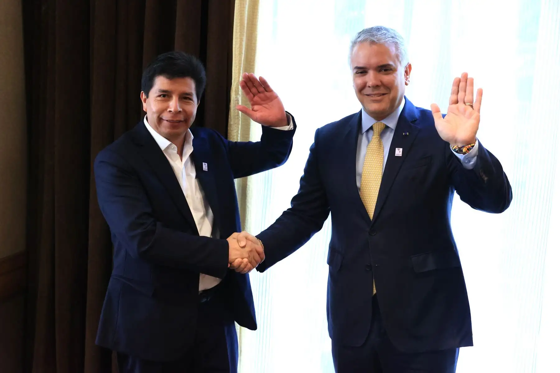 El presidente Pedro Castillo sostiene una reunión bilateral con su homólogo de Colombia, Iván Duque. Foto: ANDINA/ Prensa Presidencia