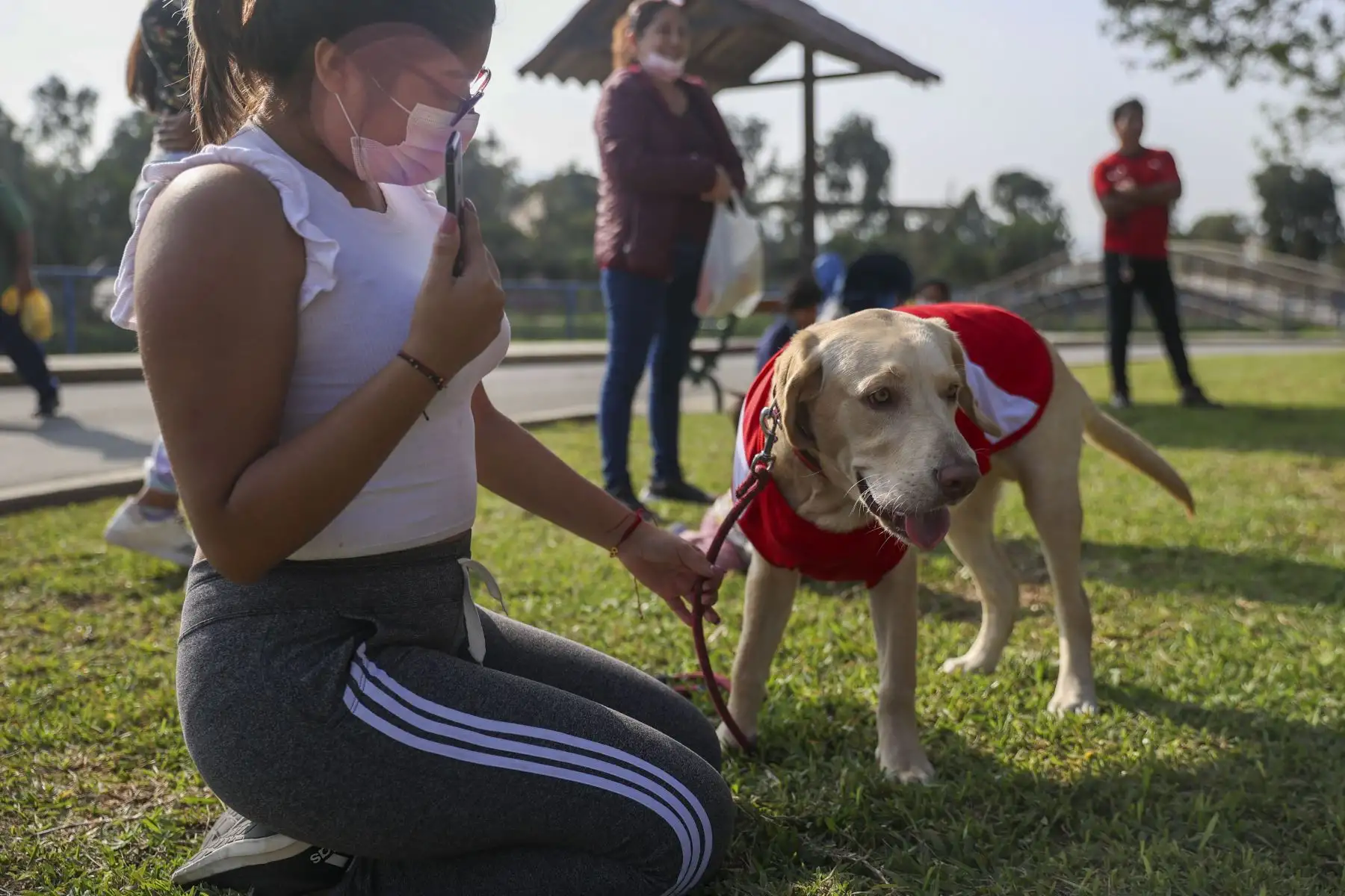 Perritos que llegaron vestidos con prendas o artículos alusivos a la selección nacional y participaron de original concurso para obtener diversos premios. De esta manera, canes acompañados de sus dueños desfilaron luciendo la bicolor, trajes y/o accesorios con la temática de la hinchada peruana. Foto: ANDINA/Melina Mejía
