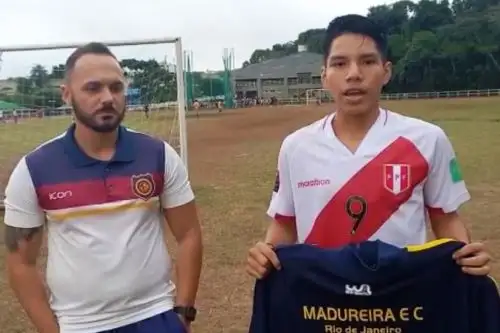 Mensaje enviado a Gianluca Lapadula Vargas por el escolar peruano, Joseph Paláez Sala, fichado por el equipo brasileño Madureira. Foto: ANDINA/Difusión.