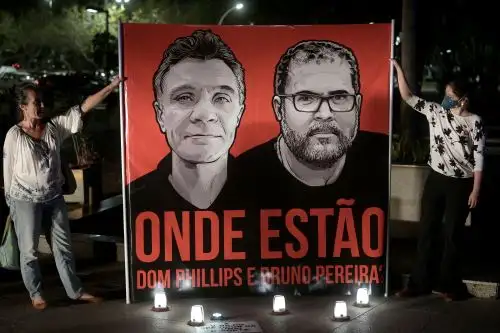 Phillips y Pereira fueron vistos por última vez el domingo 5 de junio por la mañana en la comunidad Sao Gabriel, no muy lejos de su destino, Atalaia do Norte, hacia donde navegaban por el río Itaquaí. Foto: AFP