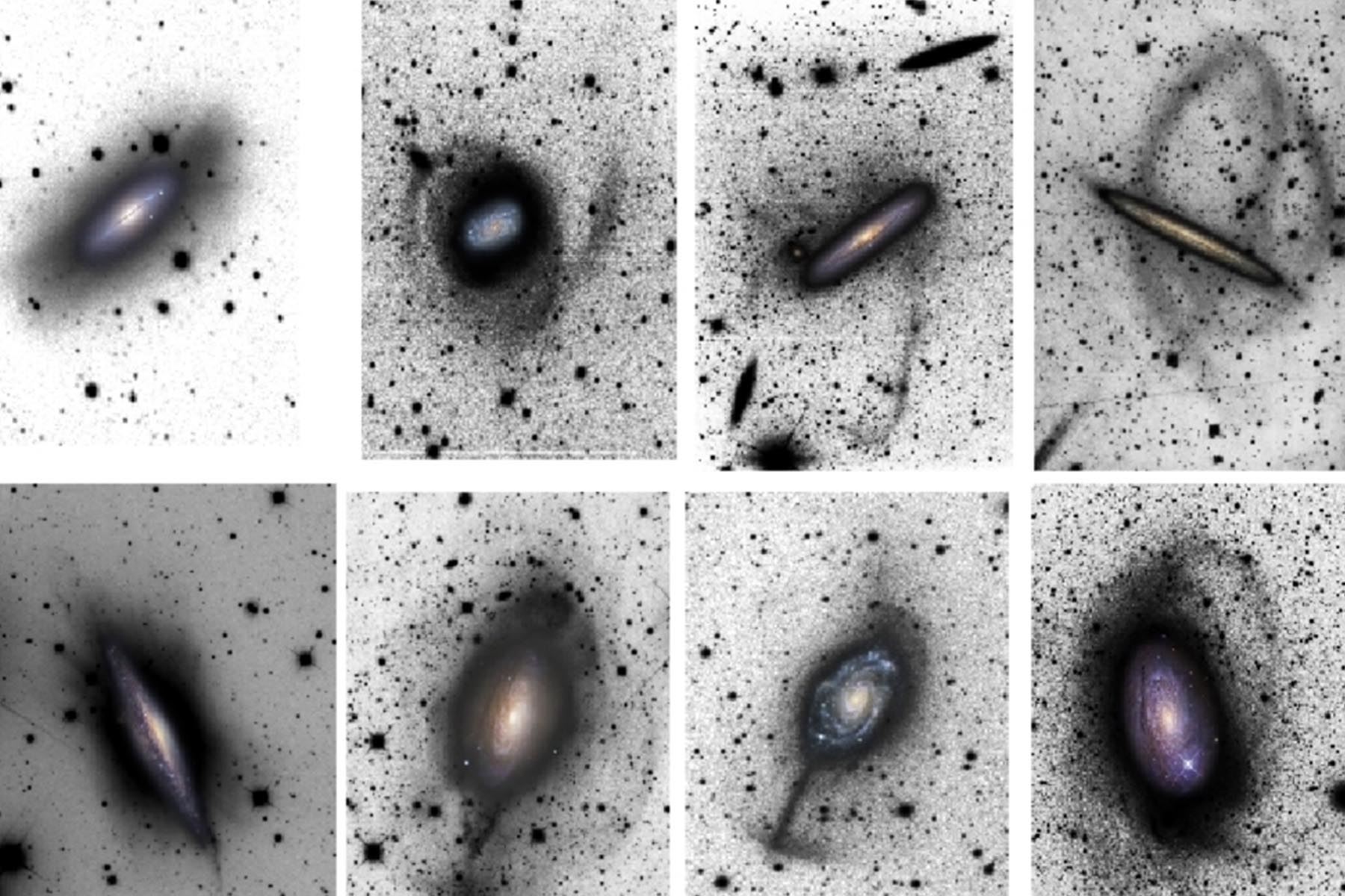 Las galaxias están rodeadas por enormes halos de gas caliente salpicados de estrellas esporádicas, que se ven como las regiones sombrías que encierran aquí a cada galaxia. El Roman podrá mejorar estas observaciones. Foto: NASA