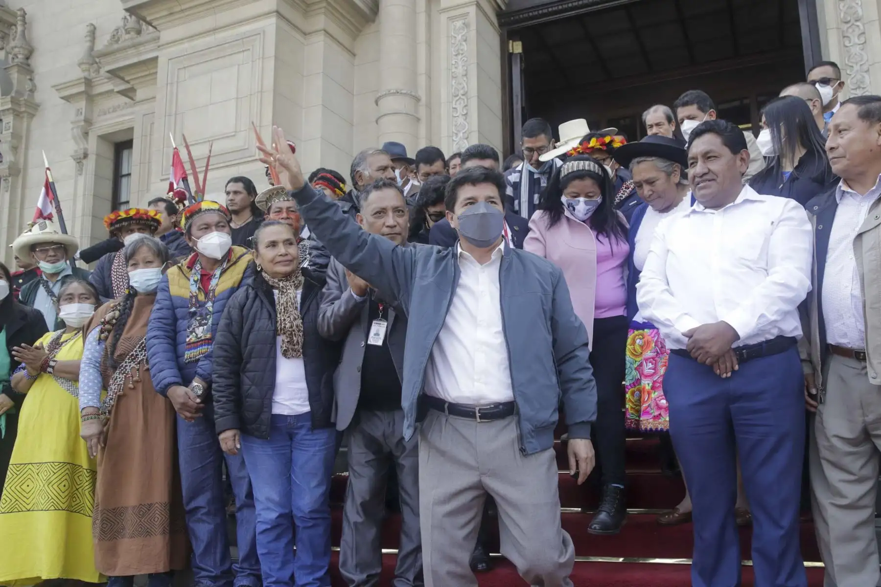 Presidente, Pedro Castillo, recibe a lideresas y líderes de diferentes etnias amazónicas, organizaciones agrarias y ronderos del país, en Palacio de Gobierno. Foto: ANDINA/Presidencia Perú