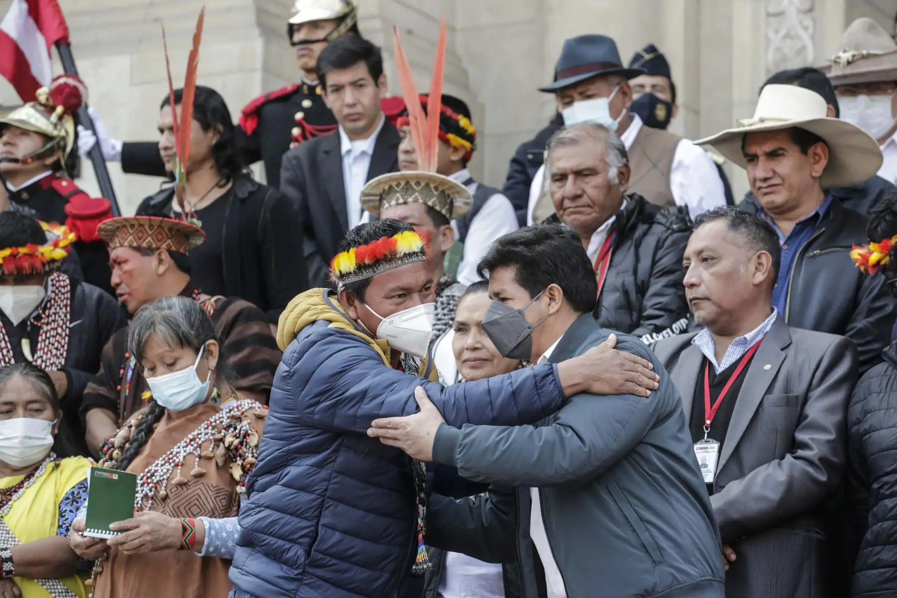 Presidente, Pedro Castillo, recibe a lideresas y líderes de diferentes etnias amazónicas, organizaciones agrarias y ronderos del país, en Palacio de Gobierno. Foto: ANDINA/Presidencia Perú