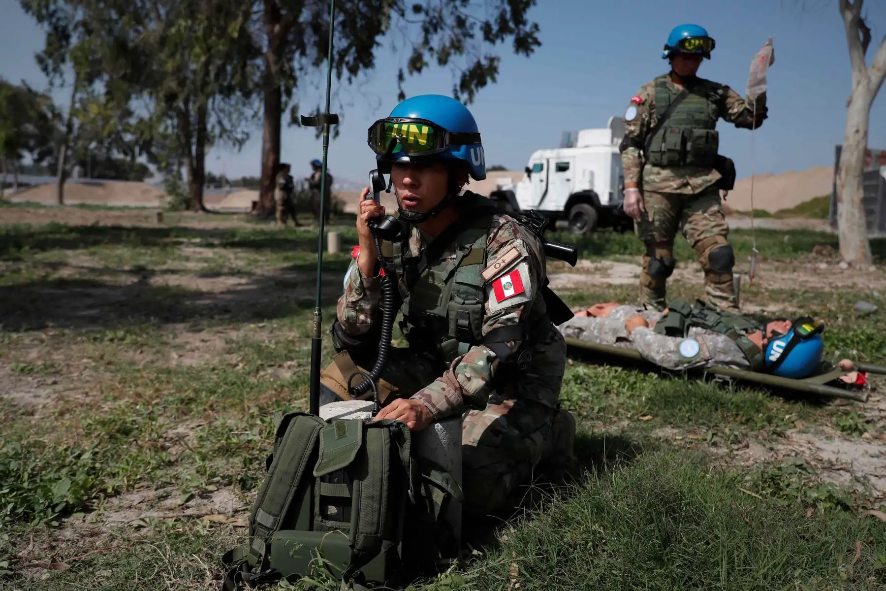 33 mujeres soldados peruanas se preparan en Lima para viajar a la República Centroafricana como parte de los Cascos Azules del organismo internacional. Foto: EFE