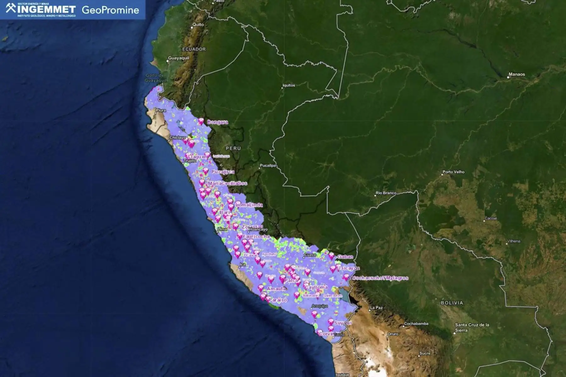 GeoPromine es una herramienta creada para ayudar a los usuarios mineros, con la cual pueden explorar y hacer evaluaciones de sus proyectos mineros, determinar áreas de explotación y exploración. Foto: ANDINA/Ingemmet
