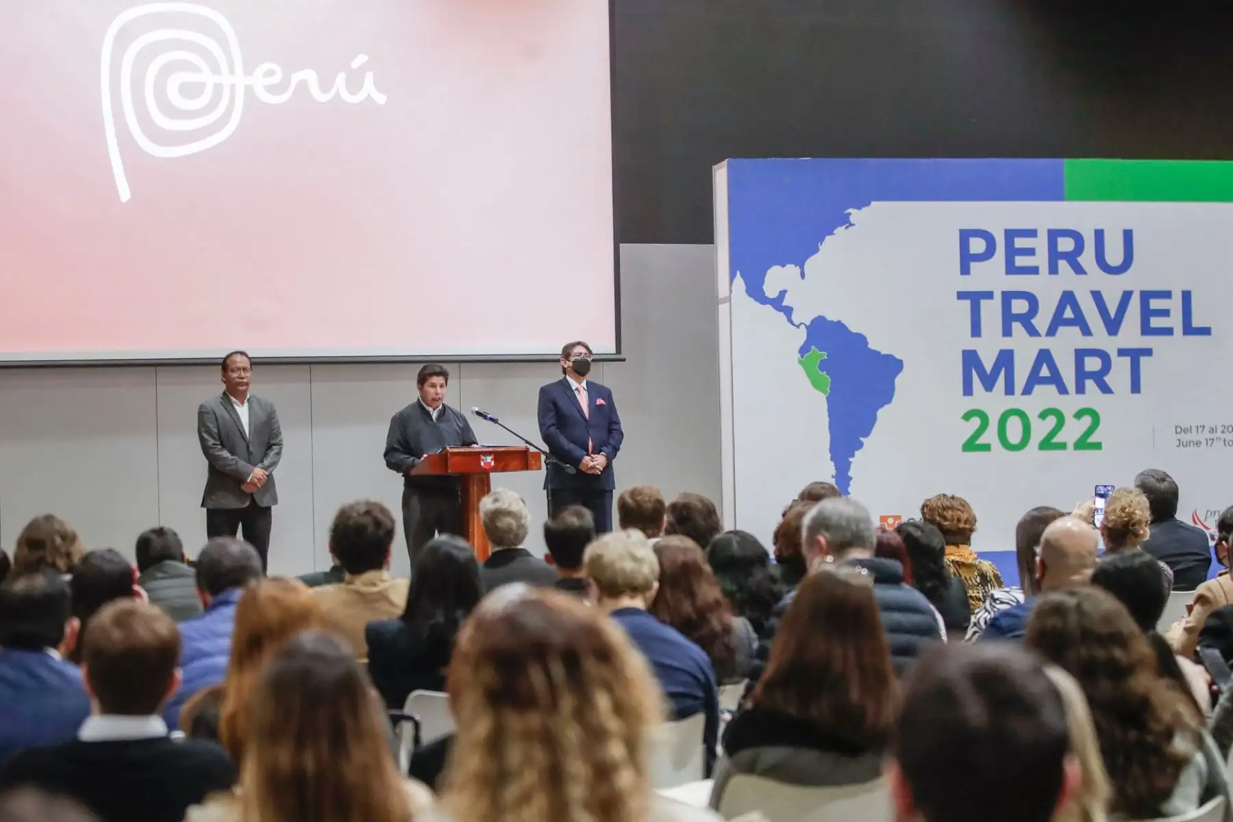 Presidente Pedro Castillo participa en la ceremonia de inauguración del evento “Perú Travel Mart 2022”, espacio donde participan empresarios y operadores  de negocios internacionales  de la industria turística del Perú.
Foto: ANDINA/Prensa Presidencia