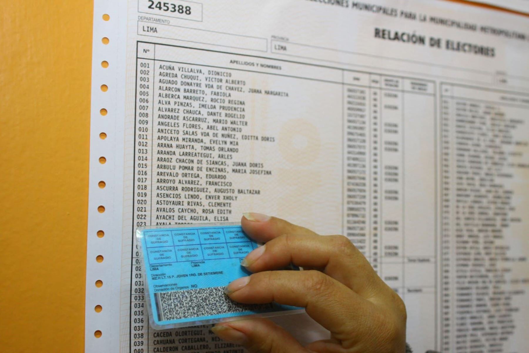 Listado de electores inscritos en Reniec (imagen referencial). Foto: ANDINA/Reniec.