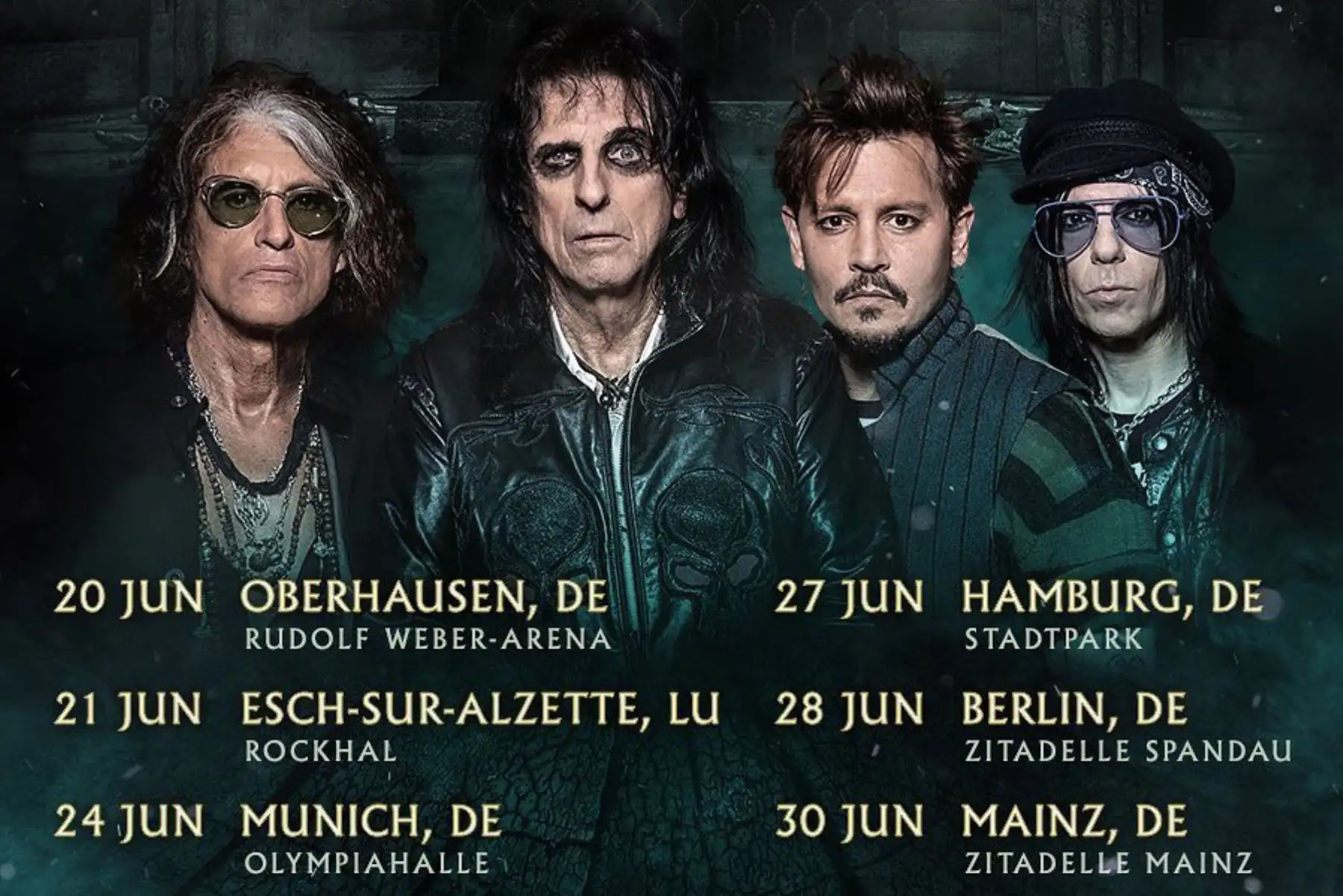 La banda Hollywood Vampires se creó en 2015 por Alice Cooper, vocalista y guitarrista; Joe Perry, guitarrista; y el propio Johnny Depp, a cargo del teclado, la guitarra y los coros. Foto: Facebook @hollywoodvamps