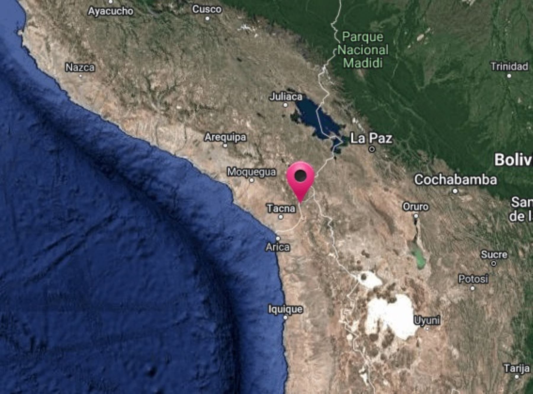Tacna fue remecida esta mañana por un temblor de magnitud 4.6