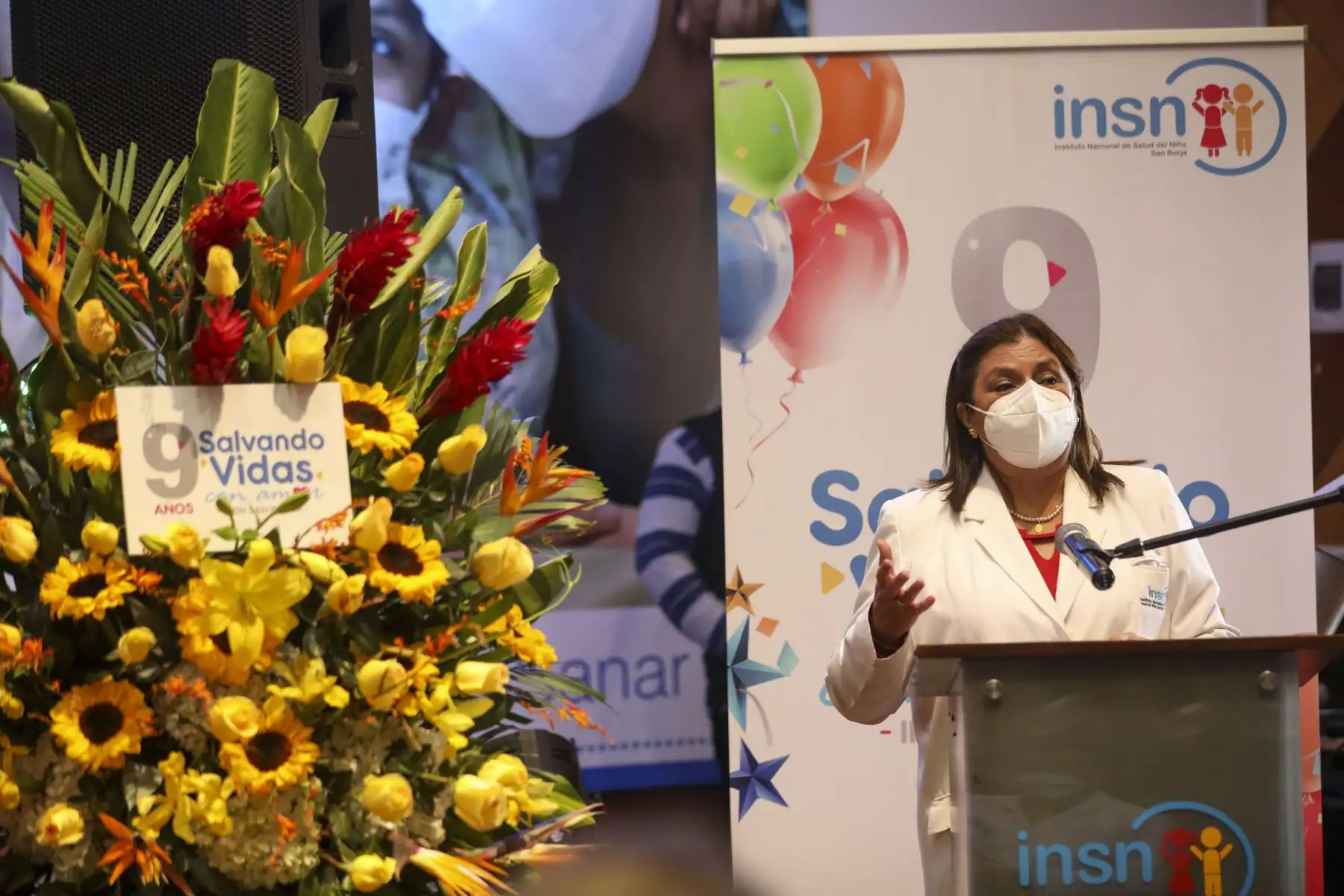 El Instituto Nacional de Salud del Niño San Borja conmemora su noveno aniversario con una emotiva ceremonia especial. Bajo el lema "Salvando vidas con amor", se realizó la actividad que contó con la presencia de la Directora General del INSN San Borja, Dra. Zulema Tomas Gonzales y su equipo de gestión, el ministro de Salud, Jorge Antonio López Peña, así como la primera dama Lilia Paredes. Foto: ANDINA/Carla Patiño