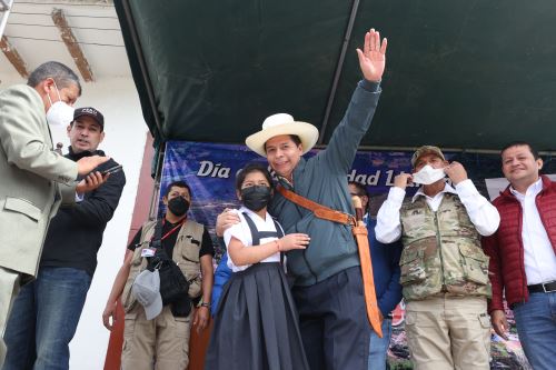 El presidente Pedro Castillo, sostiene un encuentro con la población del distrito de Llama, provincia de Chota, región Cajamarca