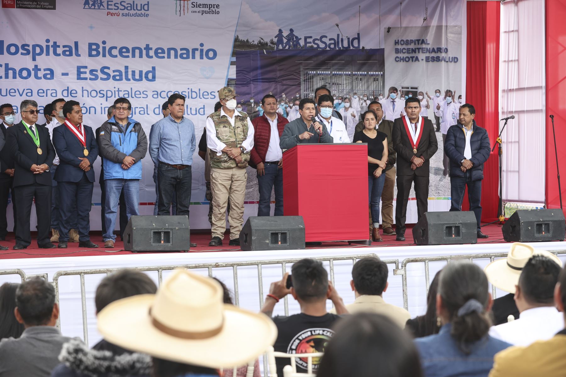 Jefe de Estado, Pedro Castillo, participa en la inauguración del Hospital Bicentenario Chota, región Cajamarca. Foto: ANDINA/Prensa Presidencia