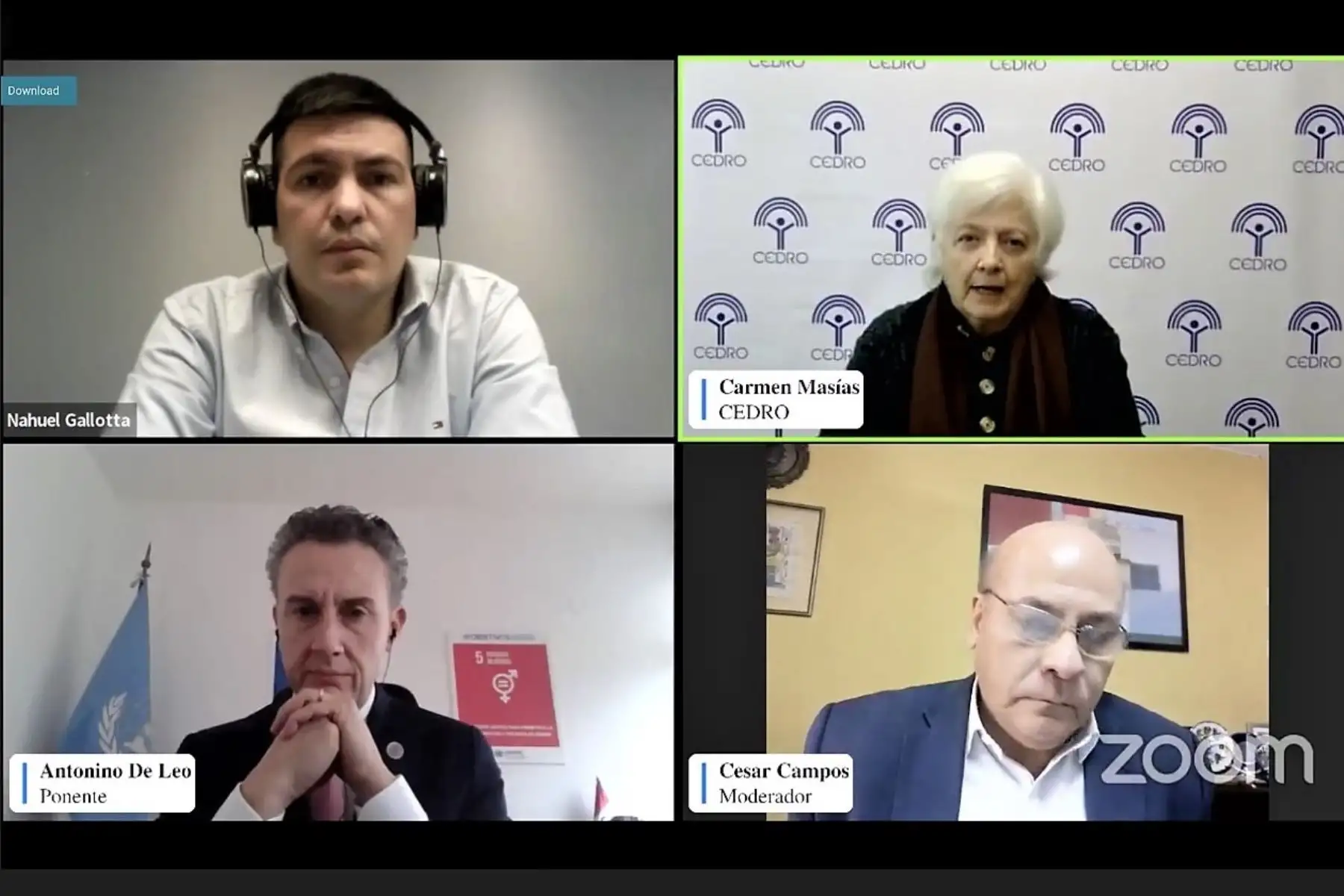 Expositores del webinar organizado por Cedro.