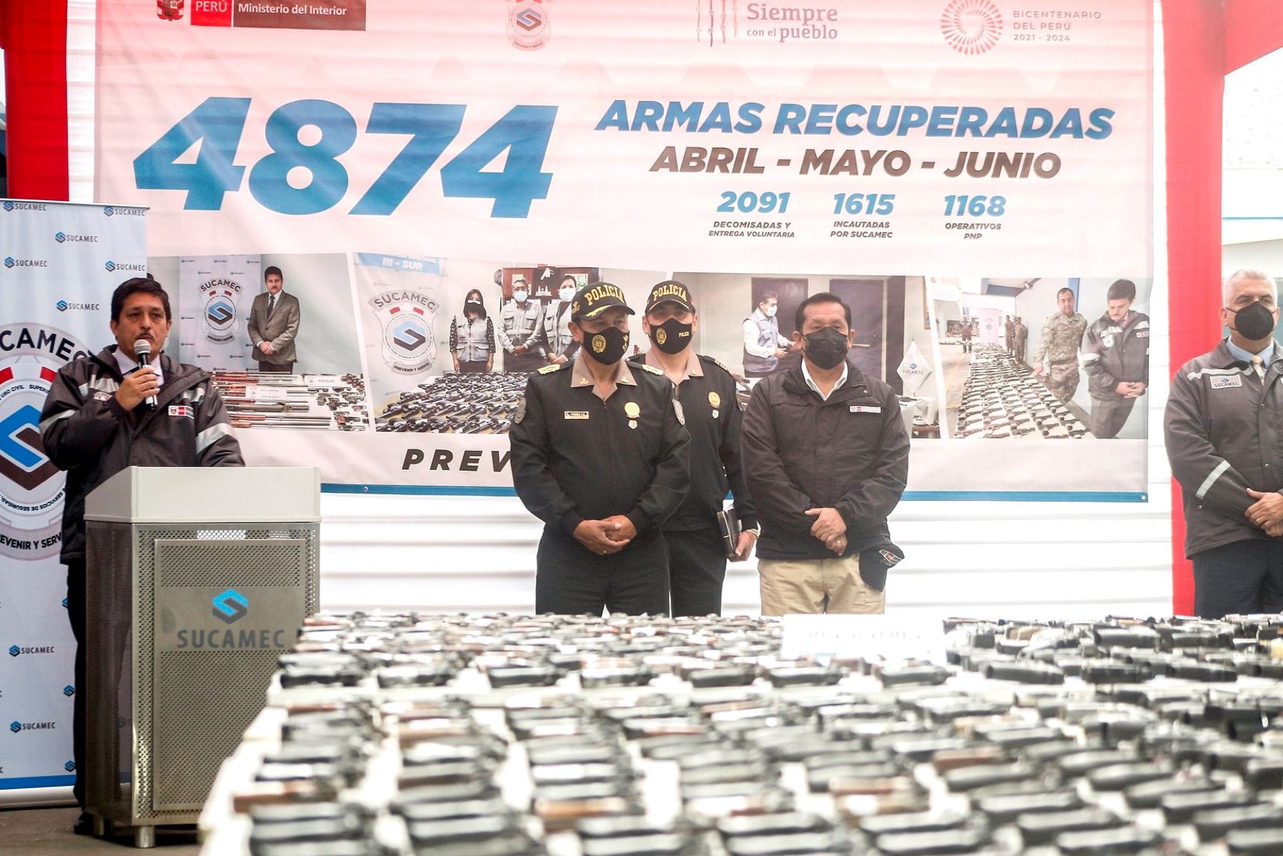 Sucamec presentó 4,874 armas de fuego recuperadas a nivel nacional. Foto: ANDINA/Difusión.