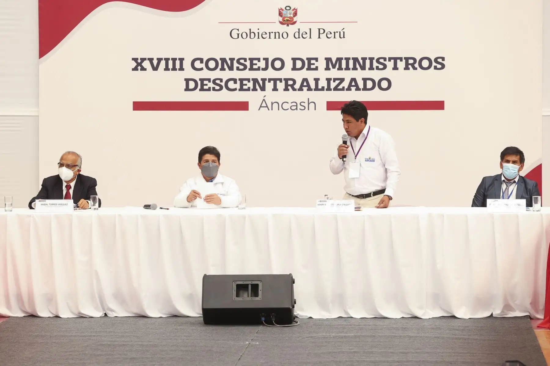 Presidente de la República, Pedro Castillo, preside el XVIII Consejo de Ministros Descentralizado en Huaraz, región Áncash. Foto: ANDINA/Presidencia Perú