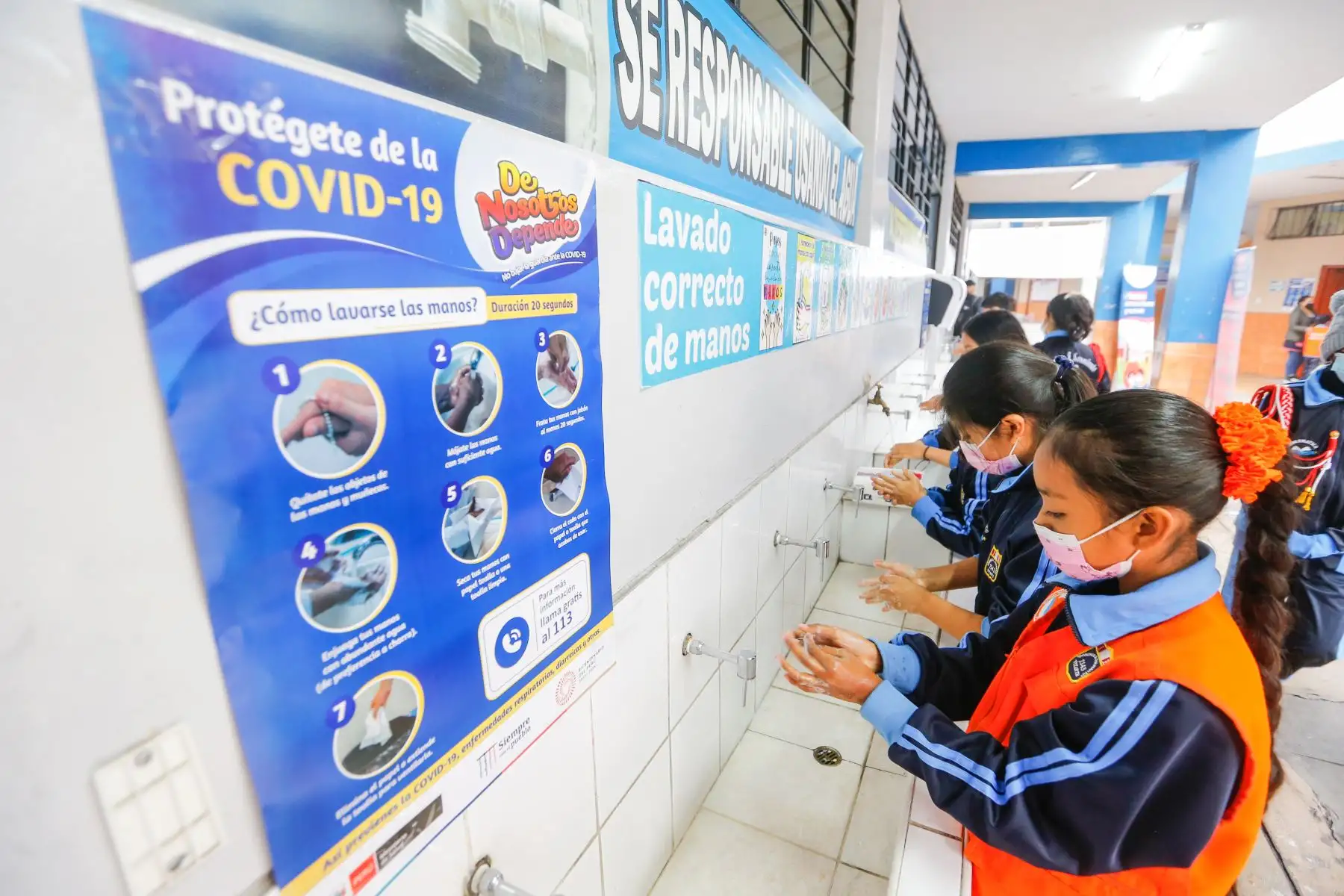 Ministerio de Salud refuerza medidas de prevención contra la covid-19 en colegios.
Foto: Minsa