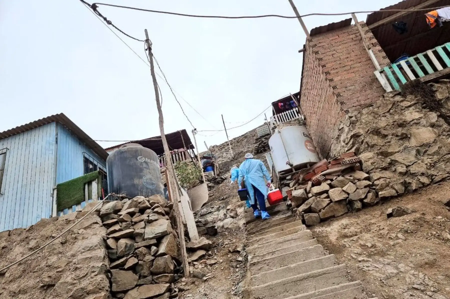 Ministerio de Salud a través de la Diris Lima Norte visita casa por casa para vacunación contra la covid - 19  en el Cerro Candela, en San Martín de Porres.
Foto: Minsa