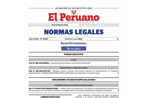 Edición extraordinaria del Diario Oficial El Peruano.