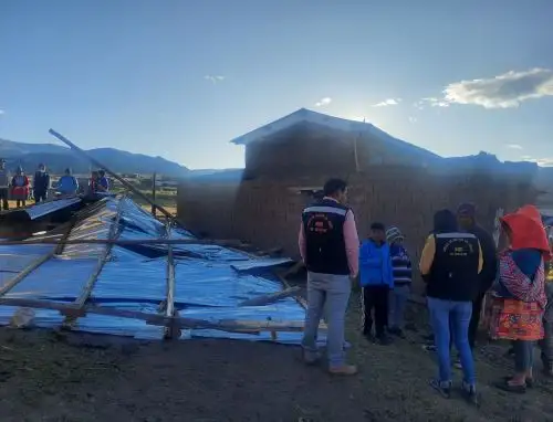 Vientos fuertes causan daños en viviendas en distrito de Independencia, provincia de Huaraz, región Áncash.