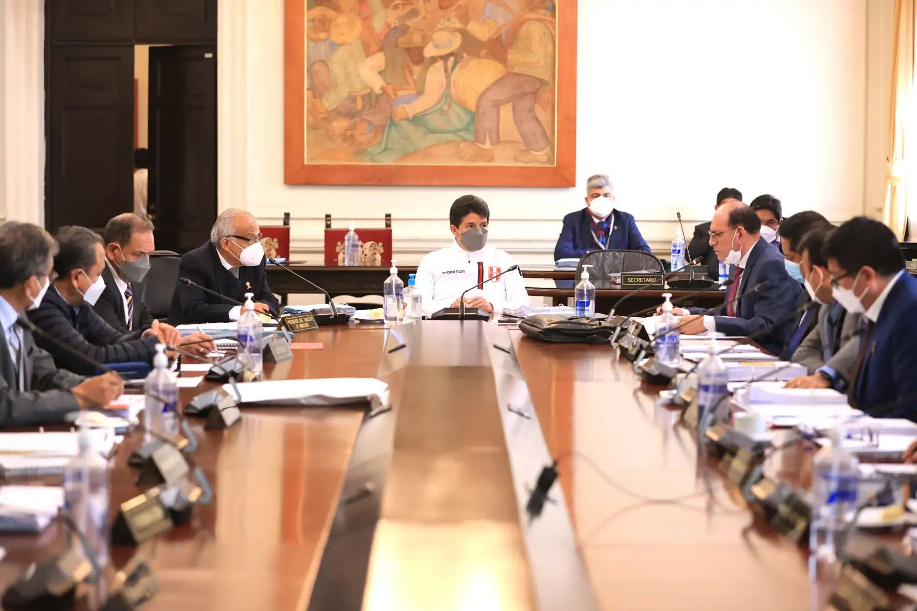 Presidente de la República, Pedro Castillo, lidera sesión del Consejo de Ministros que se realiza en Palacio de Gobierno. Foto: ANDINA/Prensa Presidencia